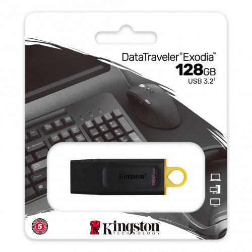 Pen Drive Kingston DataTraveler Exodia 128GB USB 3.2 Preta Exclusivo Online - RMCLICK