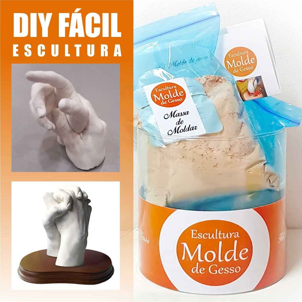 Mãos em Gesso Kit Completo Escultura DIY