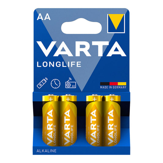Pilha Alcalina VARTA / Longlife / Blister 4 Unid / Ø14,5x50,5mm / 38491 Exclusivo Online - RMCLICK 