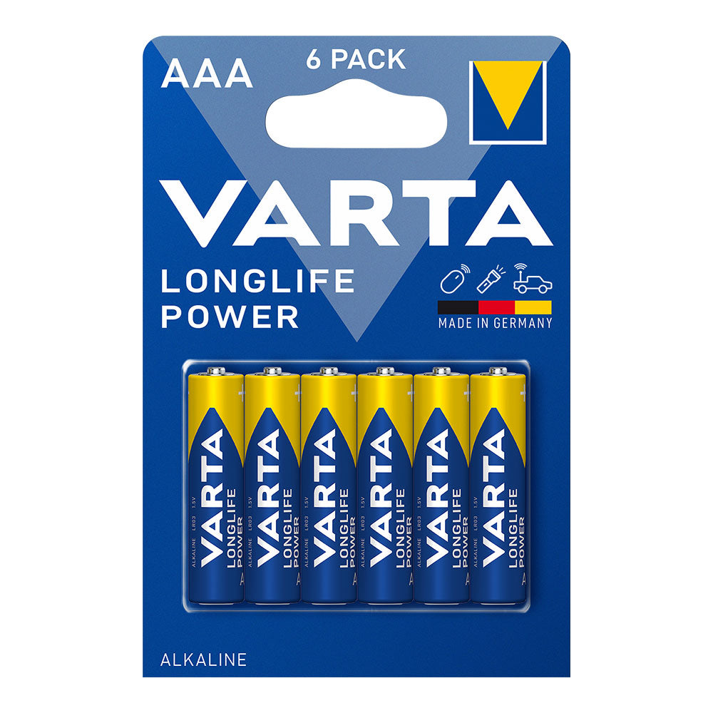 Pilha Alcalina VARTA / Longlife Power AAA / Blíster 6 unid. / Ø10,5x44,5mm Exclusivo Online - RMCLICK 