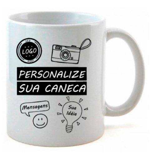 Caneca Branca Personalizada Com Texto ou Imagem - RMCLICK