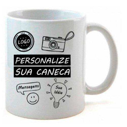 Caneca Branca Personalizada Com Texto ou Imagem - RMCLICK